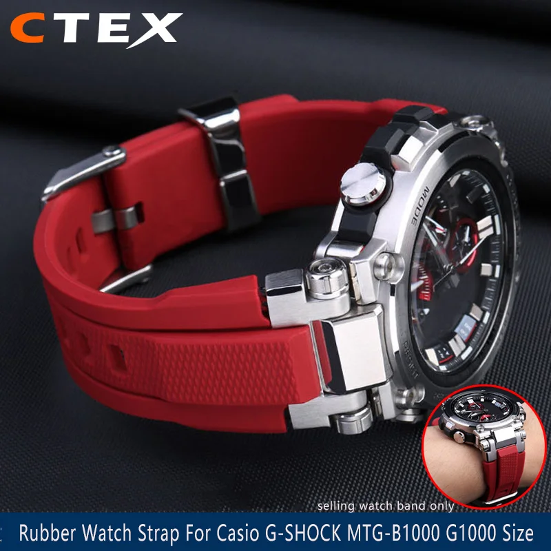 

Rubber Watch Strap For Casio G-SHOCK MTG-B1000 G1000 MTGB1000 Fashion Durable Silicone watchband Concave port Men's Sports Strap