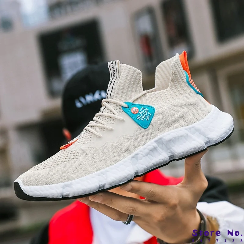 

Spring Fall New Fabric Sports Shoe Mesh Men Casual Shoes Fashion Comfortable Soft Soles Solid Color Outdoor Running Sneakers