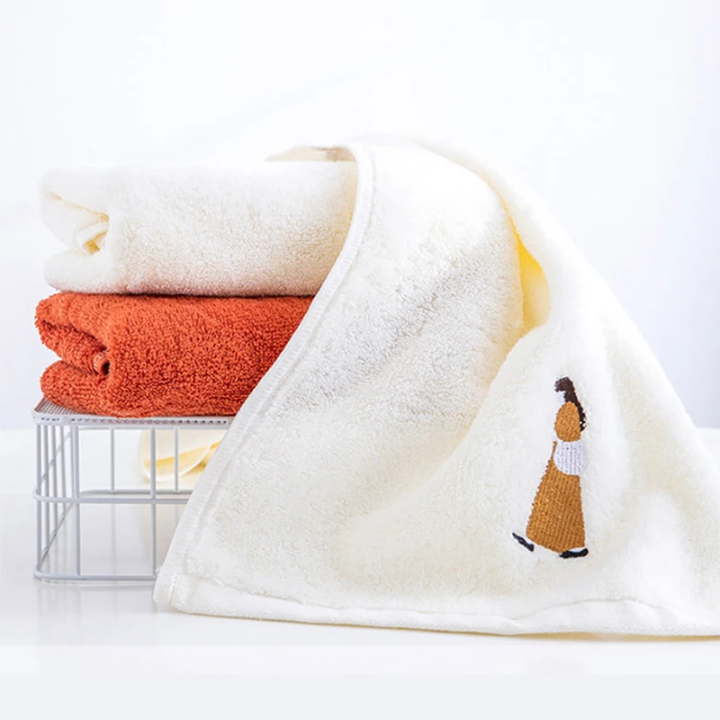

High Quality Absorbent Towels Set 100% Cotton Face Towel Bath Towel Solid color Home bathroom Shower Towel Washcloth 2Pcs Set