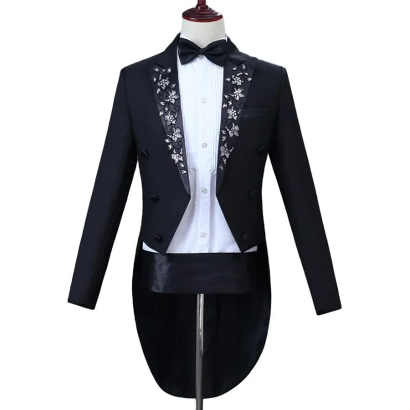 Blazer men Tuxedo suit set with pants mens wedding suits costume singer star style dance stage clothing formal dress
