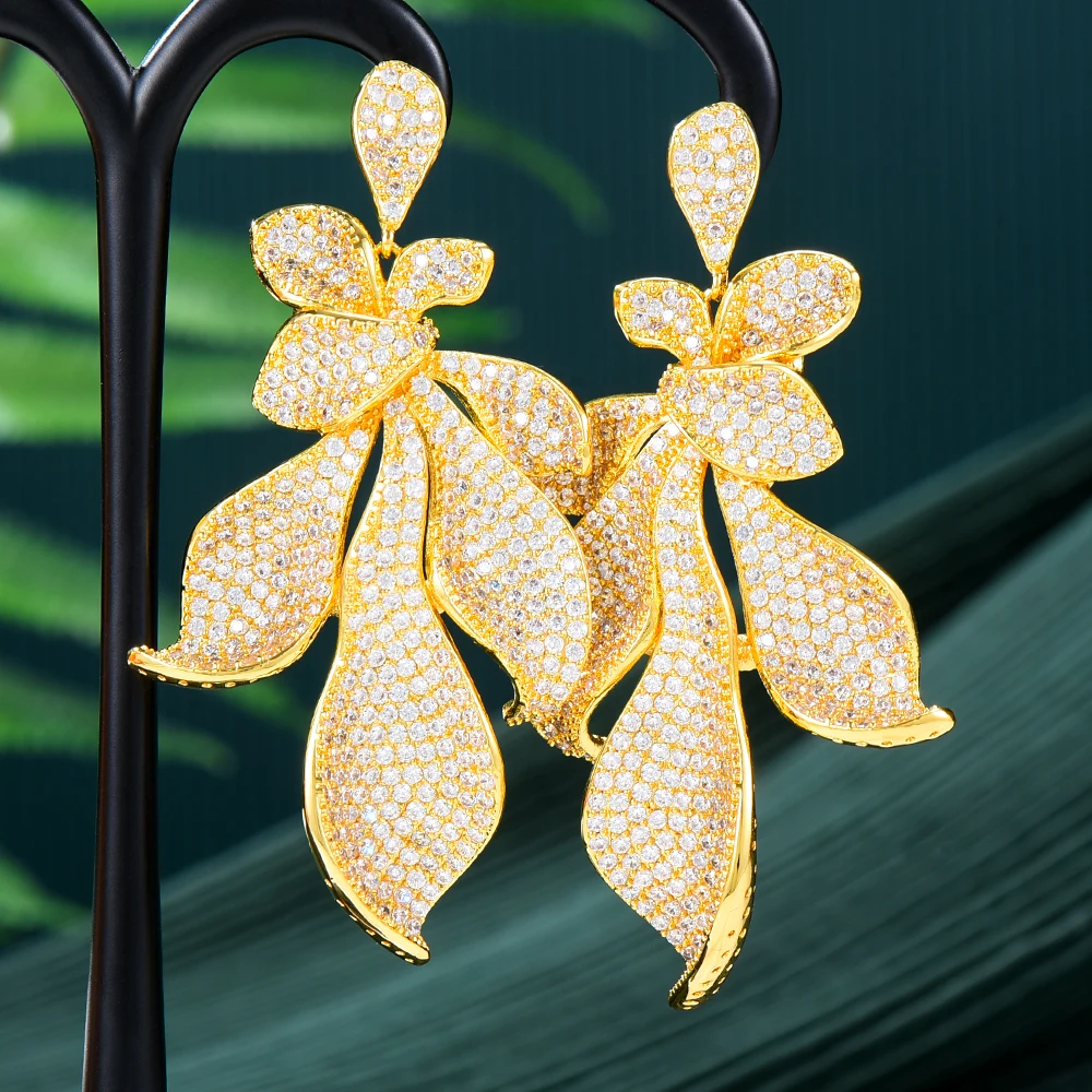 

Missvikki роскошные большие золотые серьги-капли, модные индийские серьги с кубическим цирконием для женщин, свадебные и Помолвочные серьги, ювелирные изделия в подарок
