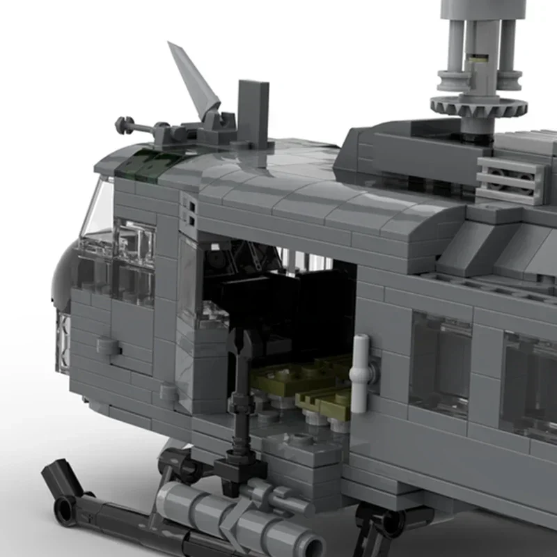 Военная модель Moc строительные кирпичи UH-1H Iroquois Huey технология вертолета