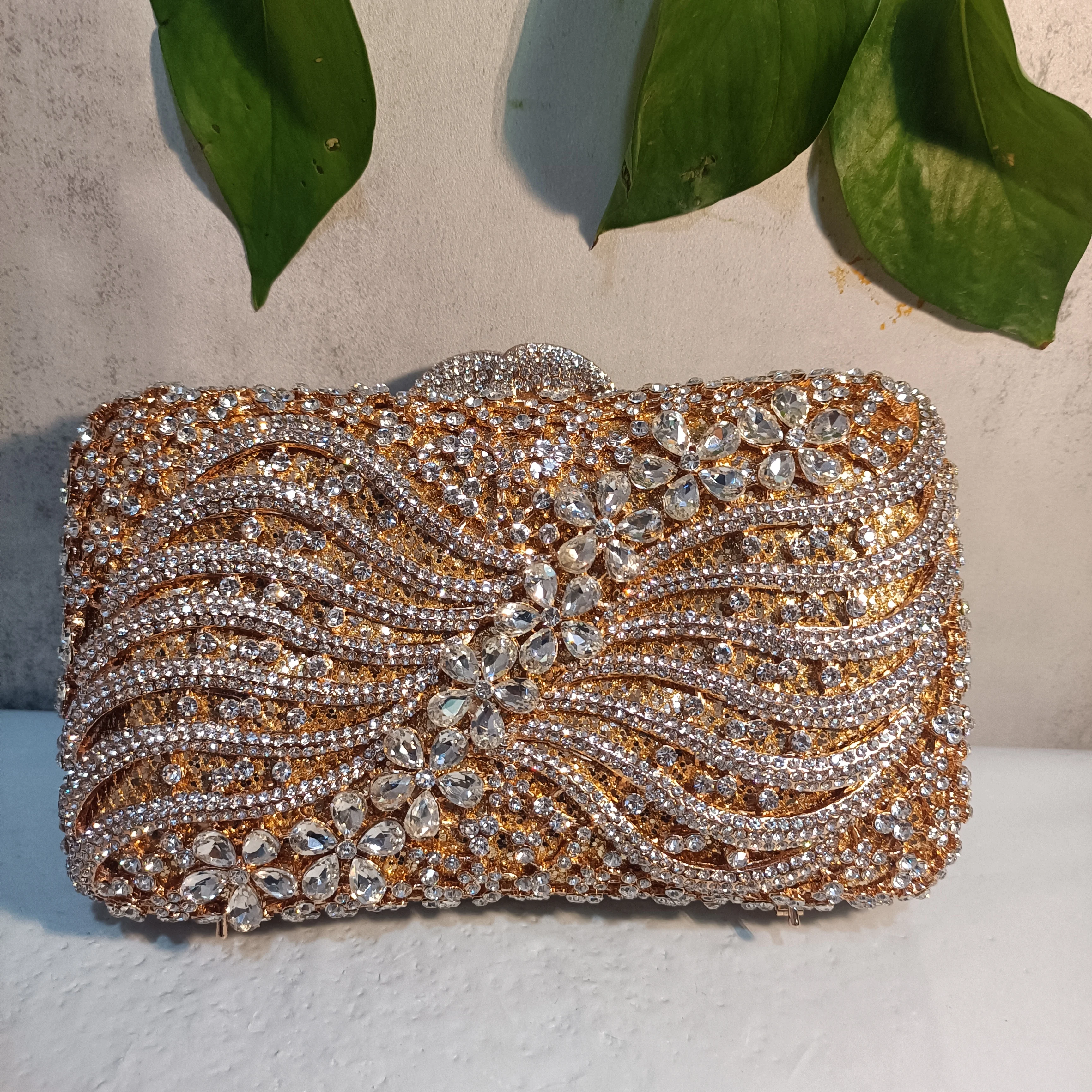 

Hollow Out Gold Silver Flower Dinner Purse Woman Diamond Birthday Party Banquet Gift Handbag Wedding Bridal Crystal Evening Bag