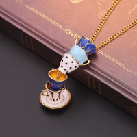 fashion teacup women necklace creative sweet jewelry sweater chain pendant necklace popular personality simple necklace women