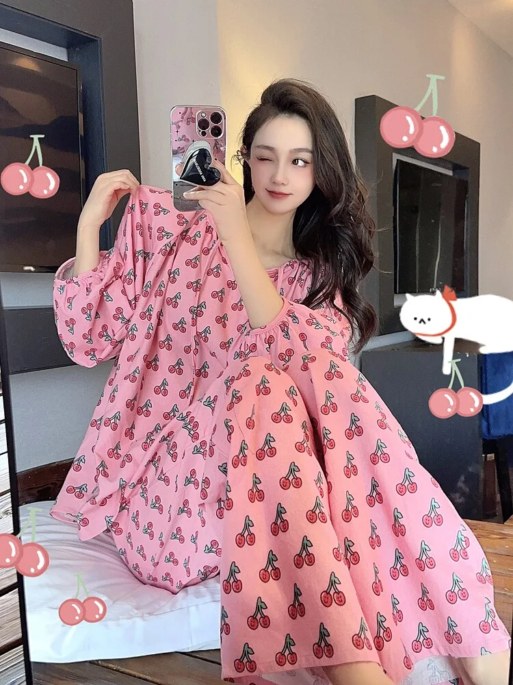 Японские модные пижамы Sweet Cherry для женщин новинка 2024 весенняя свободная одежда из