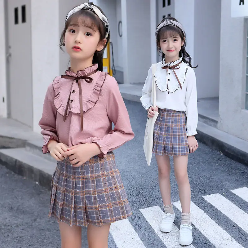 2023 Summer Girls Pleated Skirt Fashion All-Purpose Style Short Dress Children's College Style Casual All-Match Plaid Miniskirts images - 6