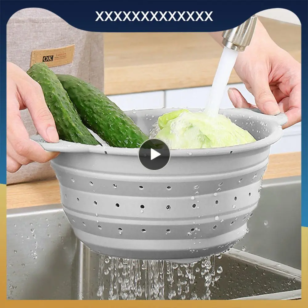 

Practical Tool Telescopic Simple Household Drain Basket Durable Convenient Kitchen Portable Fruit Silica Gel Vegetable Storage