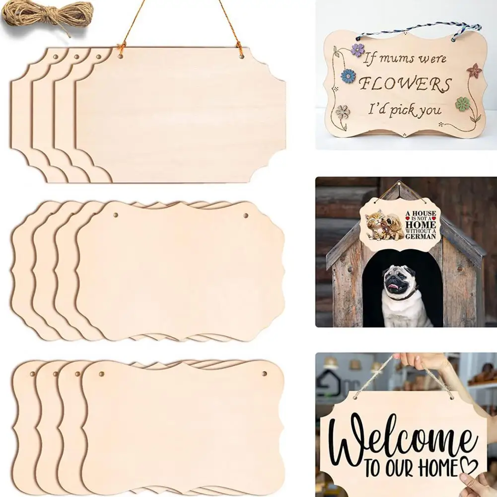 

12Pcs Blank Wood Signs with Double-hole Decorative Unfinished Hanging Wood Signs DIY Supplies for Home