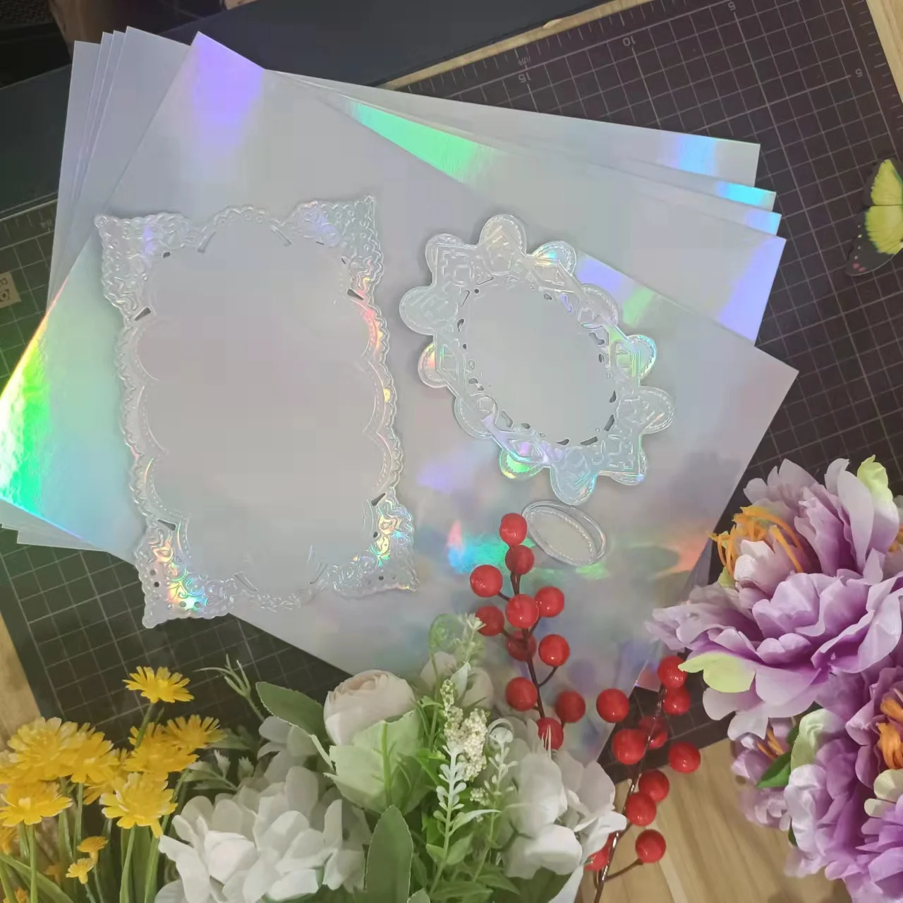 

6 Pieces 250gms A4 20cmx30cm, Single -sided Laser Silver Cut Paper for Cutting Dies Matte Foil Card Hot Selling Arrival New