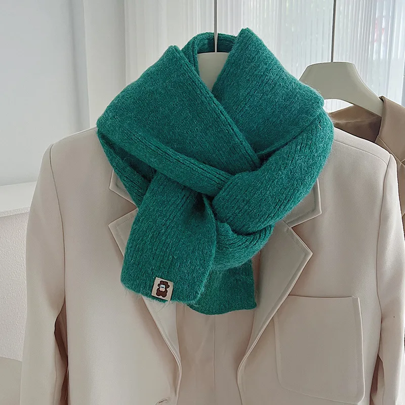 

2022 Women Warm Casual Kintted Winter Scarf Solid Cashmere Neckerchief Woolen Shawl Pashmina Poncho Warp Blanket Scarves Echarpe
