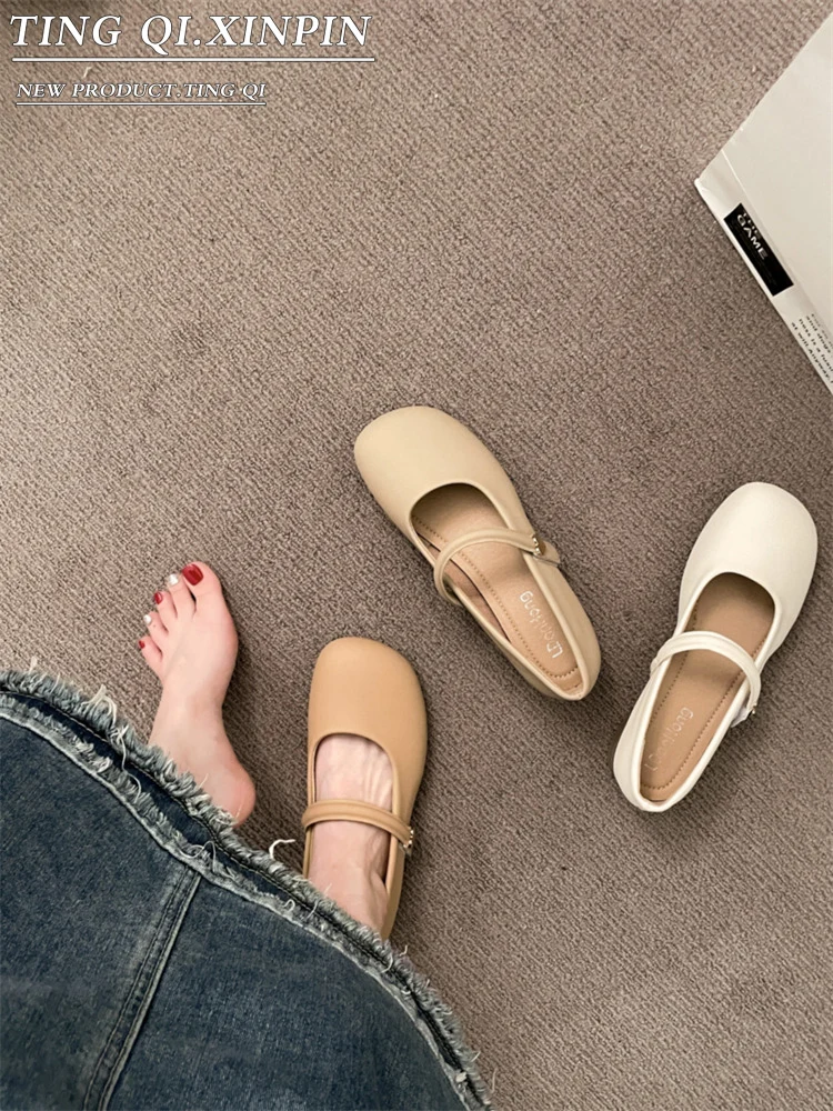 Туфли женские с круглым носком удобная летняя обувь скандалы Мэри Джейн открытым