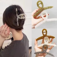 new women elegant translucent cross rectangle geometric hair claws lady sweet hair holder toothed hair clip fashion accessories