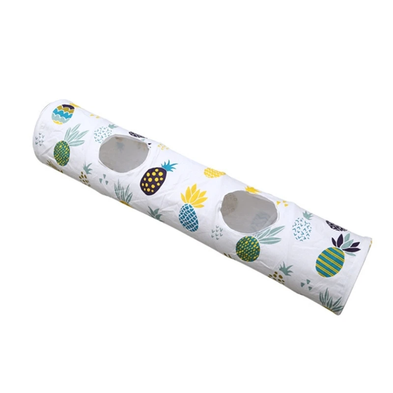 

Collapsible Cat Tunnel 2 Holes Toy with Furry Balls Playtube with Colorful Prints Crinkle Tunnel