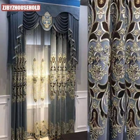 2022 european style curtain chenille embroidered hollow curtain finished custom blackout curtains for living dining room bedroom