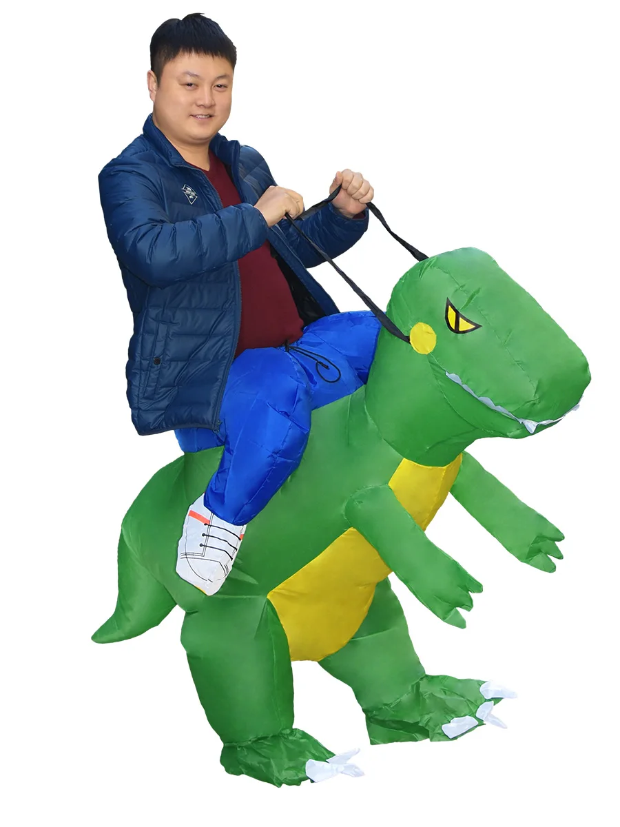 Купи JYZCOS Riding Dinosaur Inflatable Costume Kids Adults Anime Party Cosplay Dinosaur Suit Funny Show Costumes за 1,652 рублей в магазине AliExpress