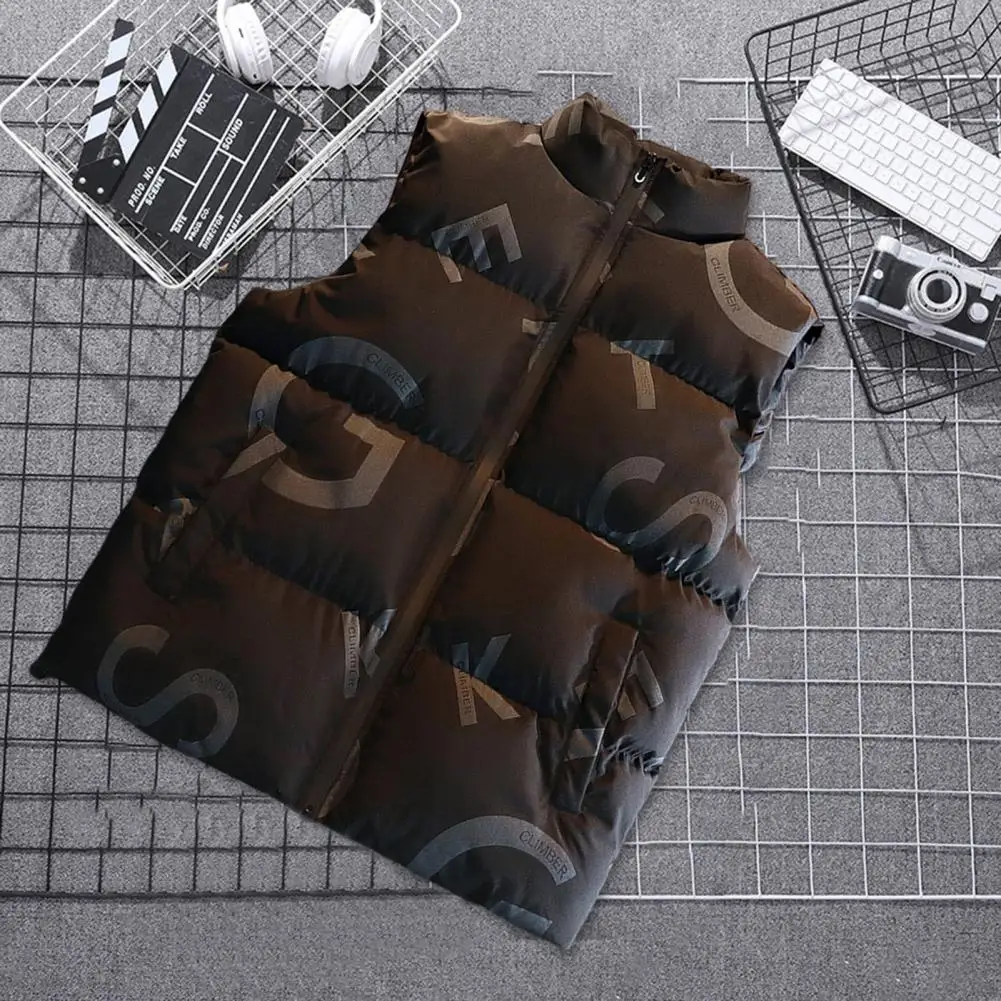 

Зимний плотный жилет, толстый зимний жилет с подкладкой и воротником-стойкой, с карманами на молнии для мужчин, устойчивый теплый уличный жилет для пар