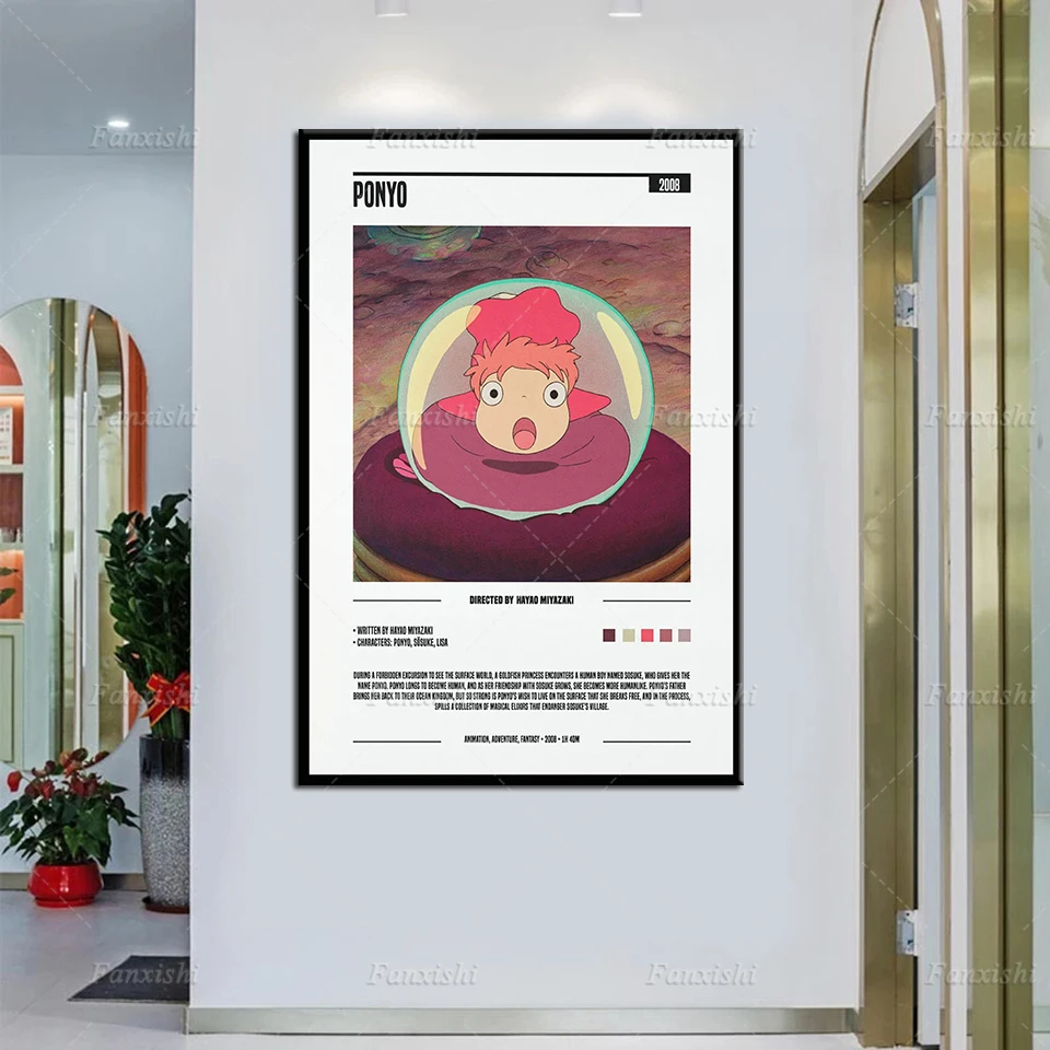 

Ponyo Movie Poster Anime Gifts Retro Wall Art Prints Canvas Painting Studio Ghibli Poster Hayao Miyazaki Home Living Room Decor