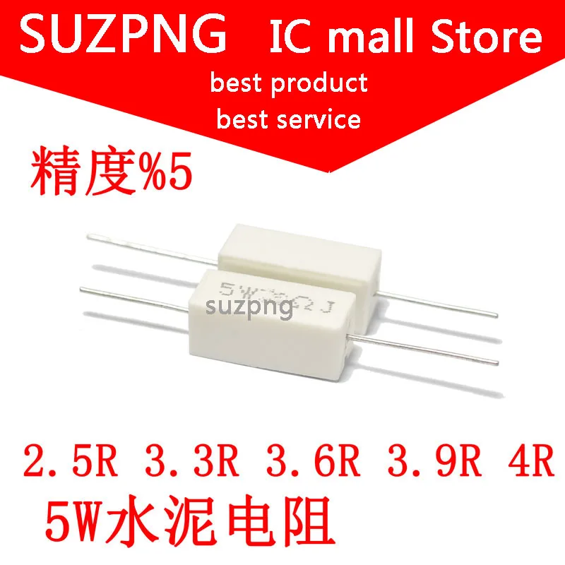 

10 шт. 5 Вт 5% прецизионное сопротивление цемента 2.5R 3.3R 3.6R 3.9R 4R сопротивление мощности
