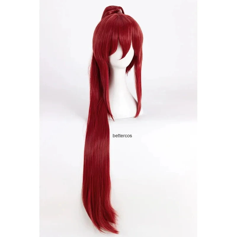 Фото Новые парики для косплея Erza Scarlet, 100 см, длинные, винно-красные, термостойкие, из синтетического волокна + шапочка для парика 20253;f'6,c;7.y;x;4'v\7,h/ №3