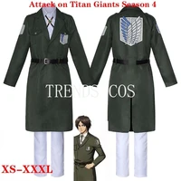 anime aot attack on titan giants season 4 cosplay costume army green jacket cape cloak survey corps eren levi outfits trench
