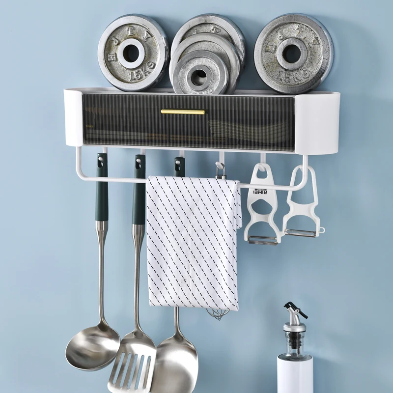 Bathroom Organizer Rack Knife Seasoning Shelf With Drain Holes For Kitchen Holder Bathroom Storage Rack With Towel Rod And Hooks (art.: 3920cbd04ce2a) - 3920cbd04ce2a