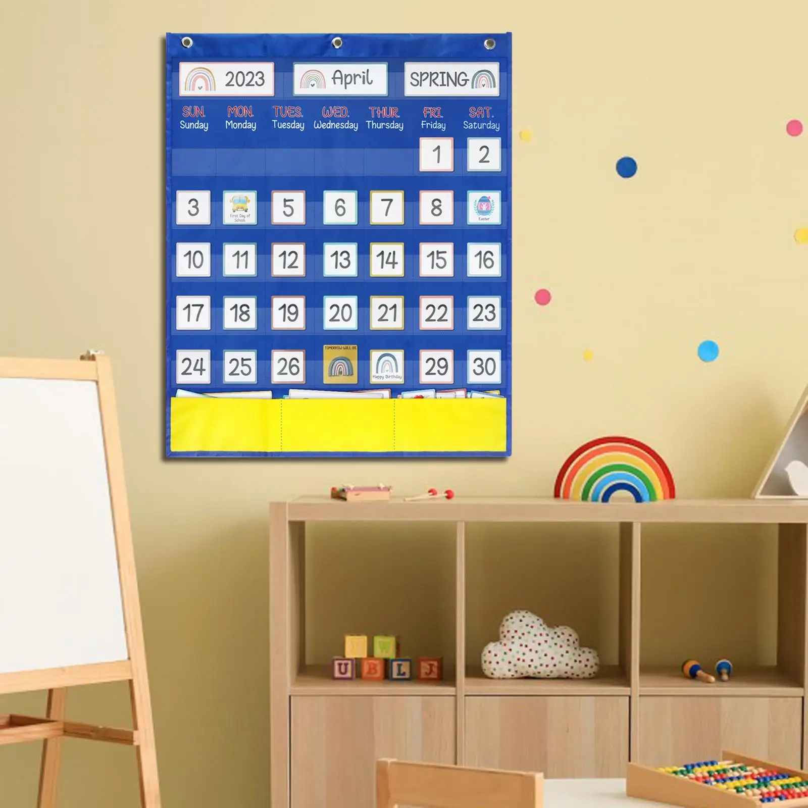 

Calendar Pocket Chart Classroom Calendar Preschool Today Tag Card 51cmx60cm Homeschool Back Teaching Calendar Calendar for Kids