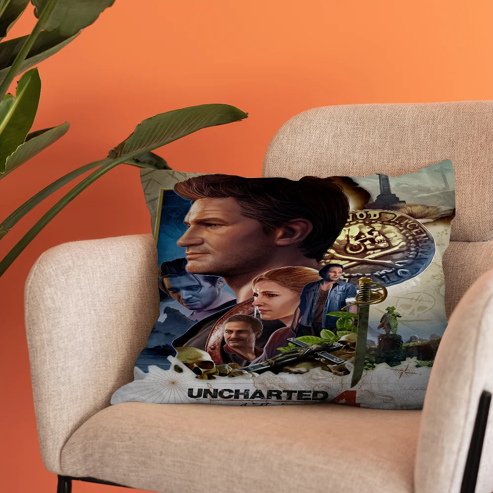 Uncharted Video Game Pillowcase Toon Gift Cushion Cover Bedroom Home Sofa Chair Seat Decor Pillow Case