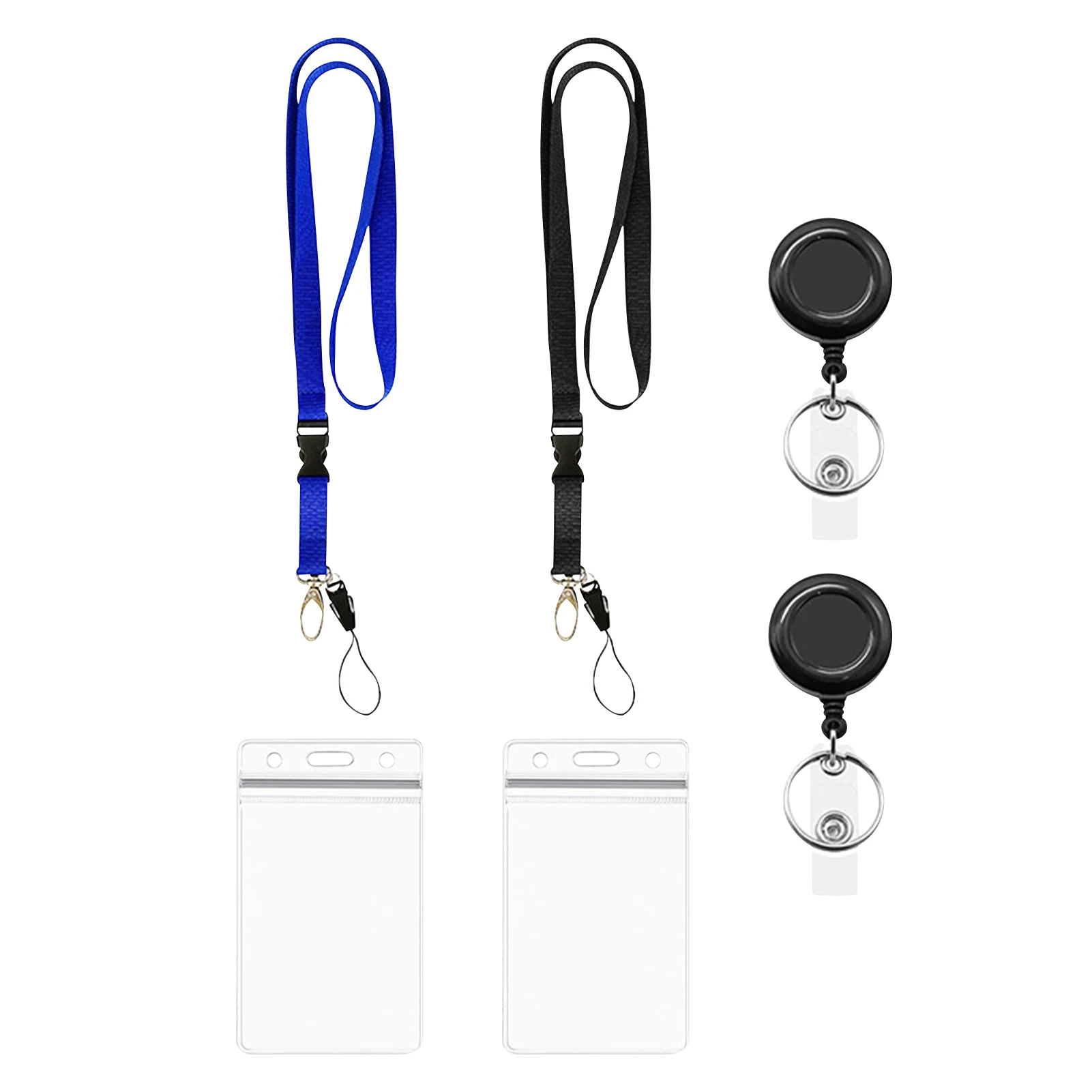 

2pcs Neck Hanging Vertical ID Badge Holder Business Clear Fashion With Lanyard For Nurse Conference Credit Card School Portable