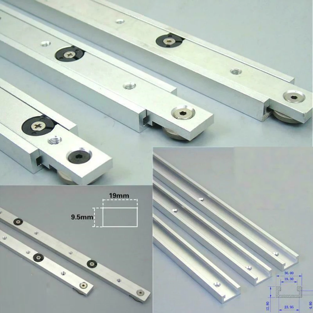 Table Saw Miter T track T-Slot 1pc 300mm/450mm Aluminium Alloy Miter Bar Miter Track Silver Slider New Quality enlarge