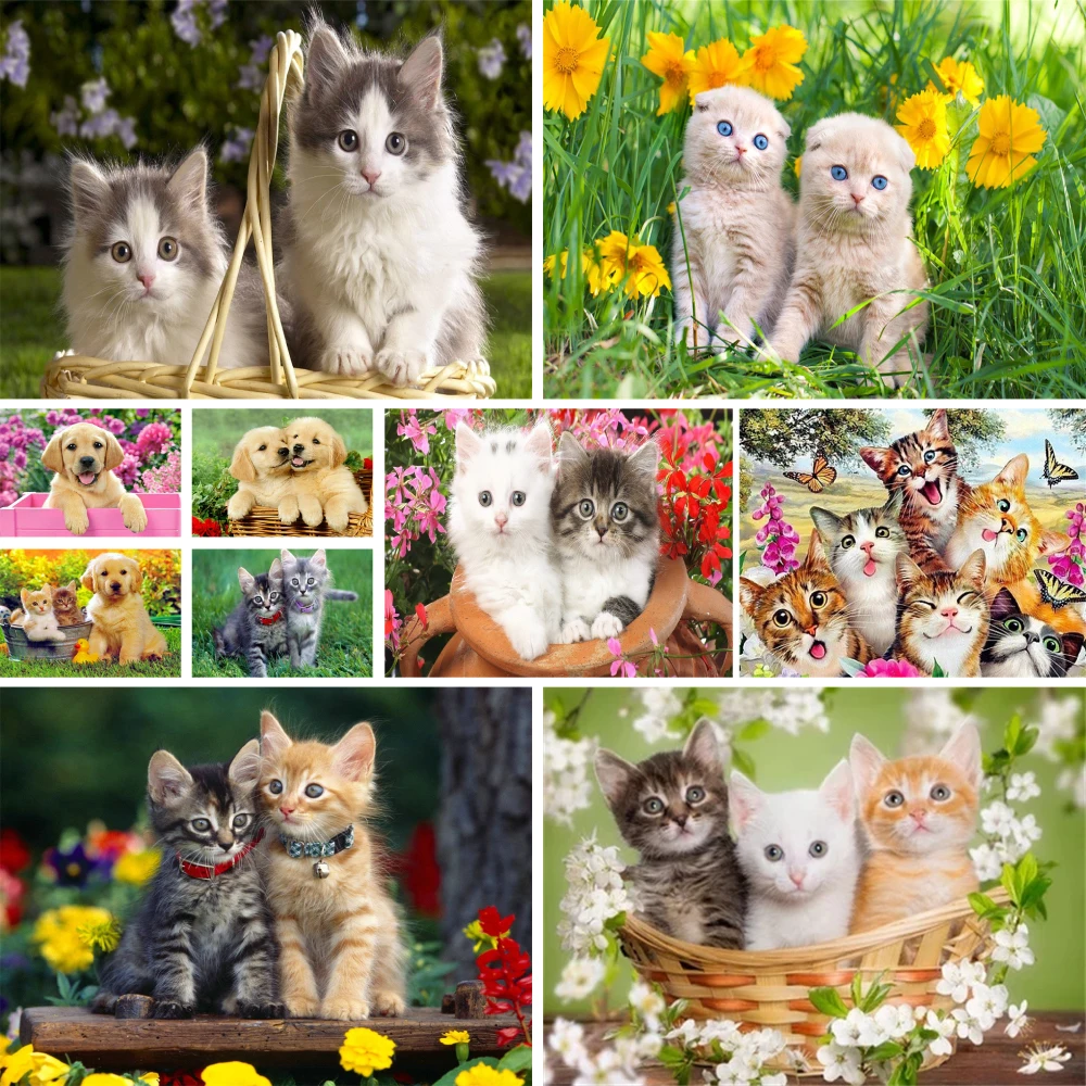 Шитье крестиком с вышивкой "Животное Кошка" с набором для рукоделия и декором комнаты вручную для взрослых на акции.