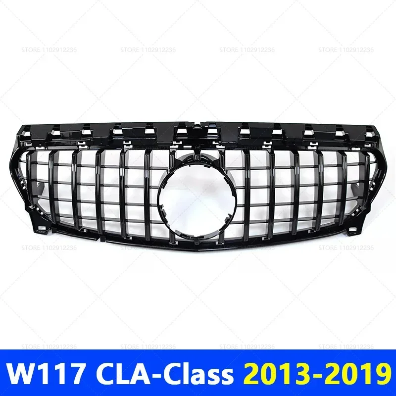 Для 2013-2019 W117 CLA-Class Mercedes Benz CLA180 CLA200 CLA250 GT Стиль Серебристый Черный Верхний Бампер Капот Сетка Передняя Решетка Решетка