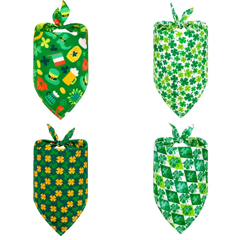 ST Patrick's Day Dog Bandana Clover Pet Supplies Accessories Green Bandanas Scarf Small Cat Puppy |