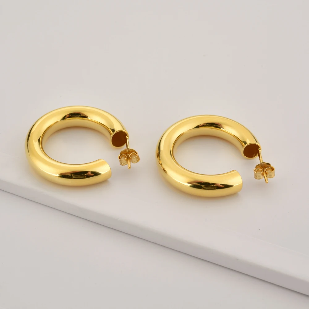 

Богемное Открытое кольцо для пирсинга, гладкие плоские золотые серьги-гвоздики для женщин, модные ювелирные изделия, серьги для вечерние, п...