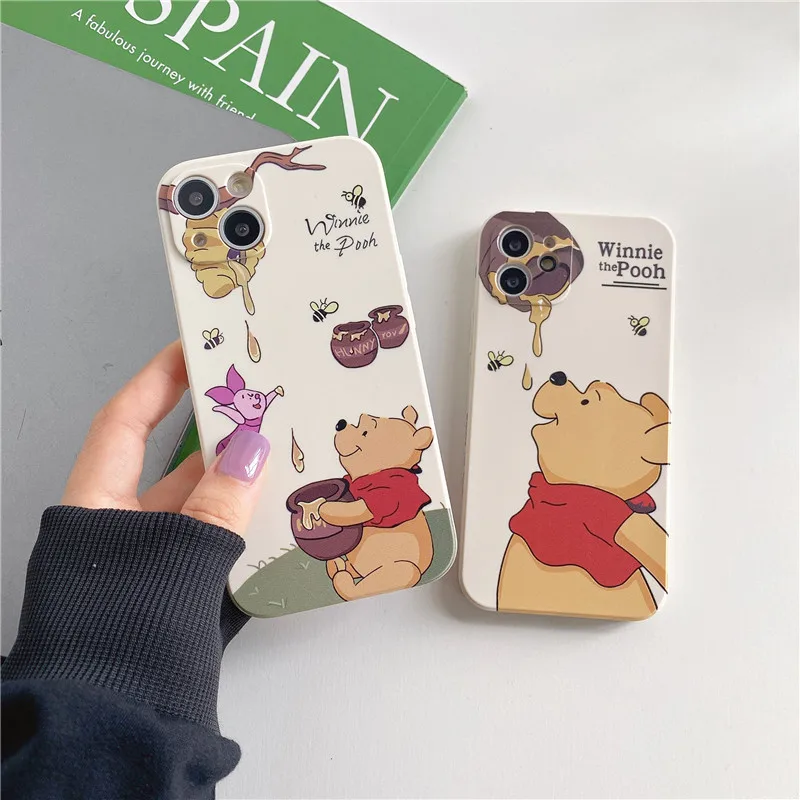 

Cartoon Disney Winnie the Pooh Soft Case for iPhone 12 Pro 11 Pro XS Max X XR 7 8 Plus Back Cover Silicone TPU Anti-fall Shell