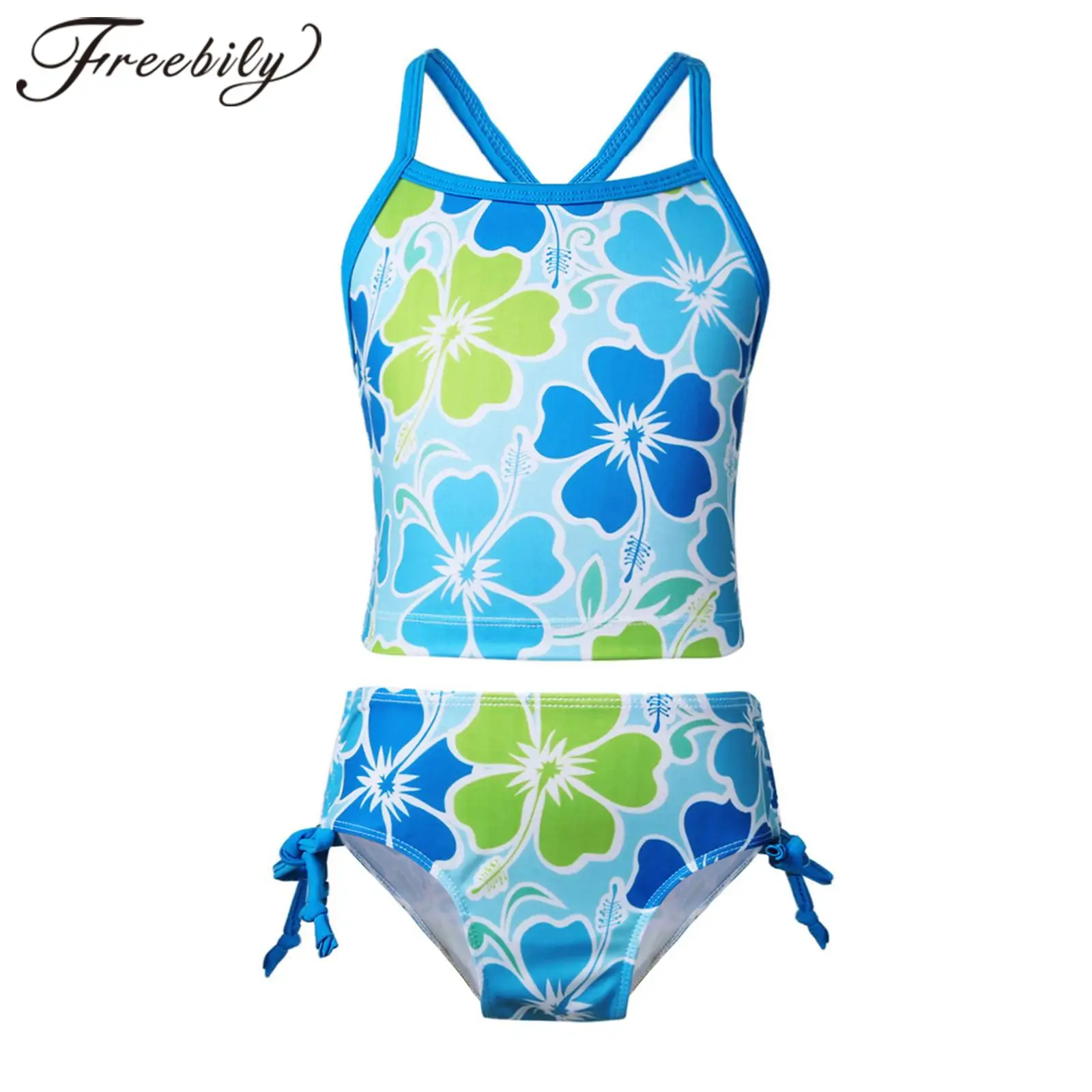 

2 шт., детский купальник-танкини с цветочным принтом