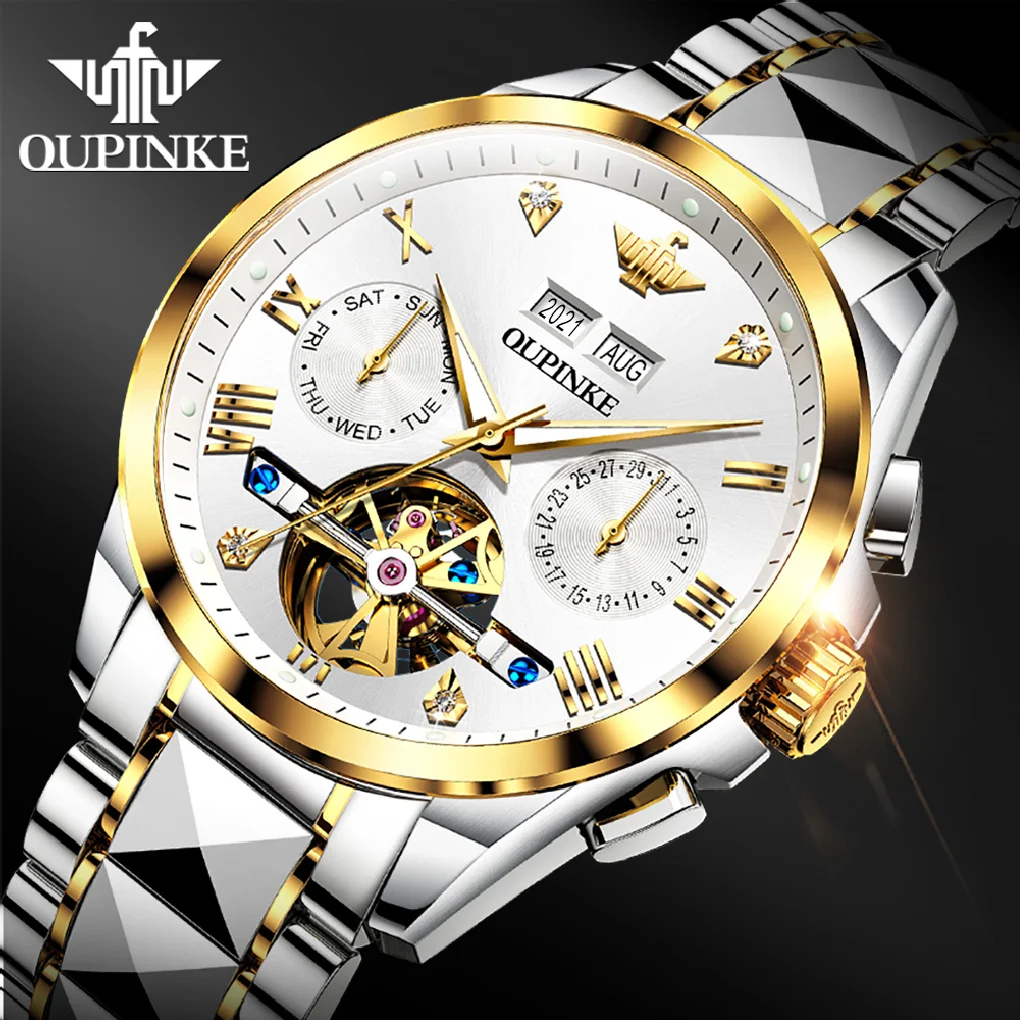 

OUPINKE Luxury Automatic Watch Men Sapphire Crystal Mechanical Wristwatch Waterproof Tungsten Steel Watches relogio masculino