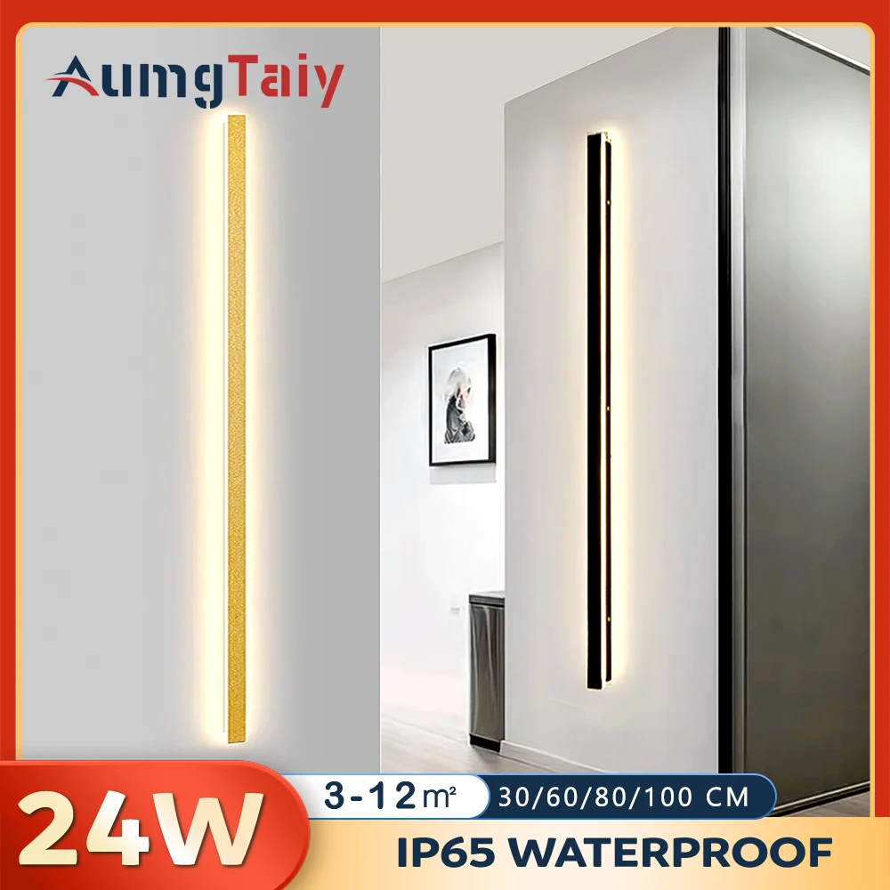 

Outdoor Wall Lamps with Waterproof IP65 Long Line Lamps for Garden Porch Corridor Bedroom Bedside Black Gold 100CM