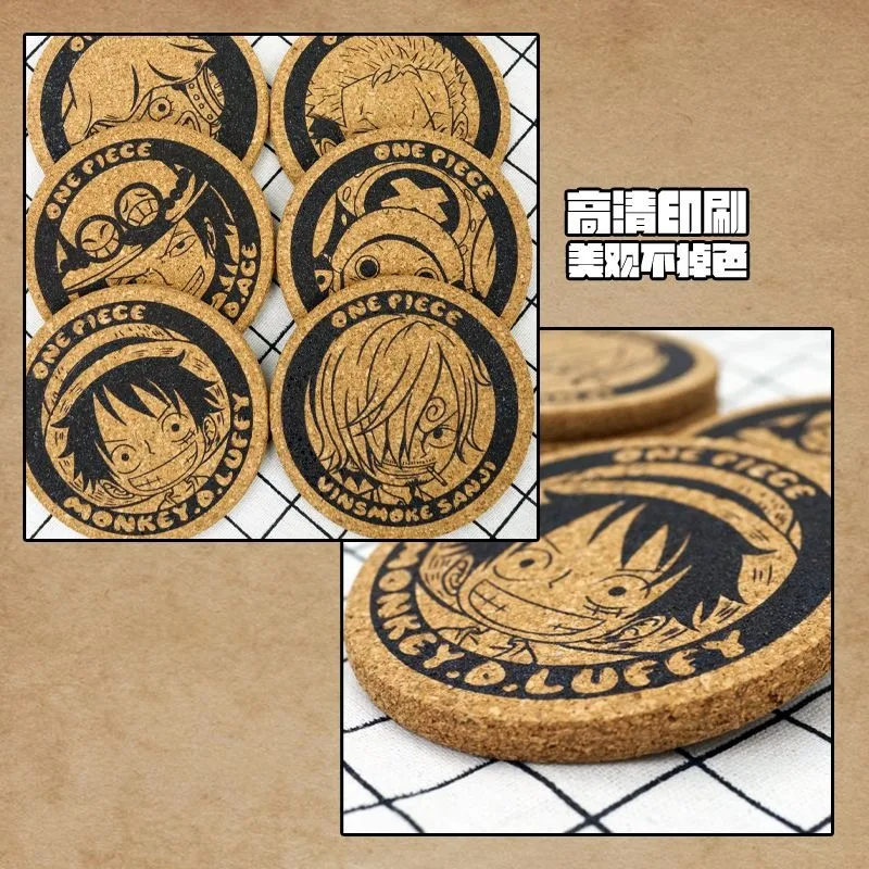 Фото Подставка под кружку One Piece: Ророноа Зоро, Тони Тони Чоппер, Санджи. Аниме-атрибутика, милая мультяшная, нескользящая, термоизолированная, пробковая. №4