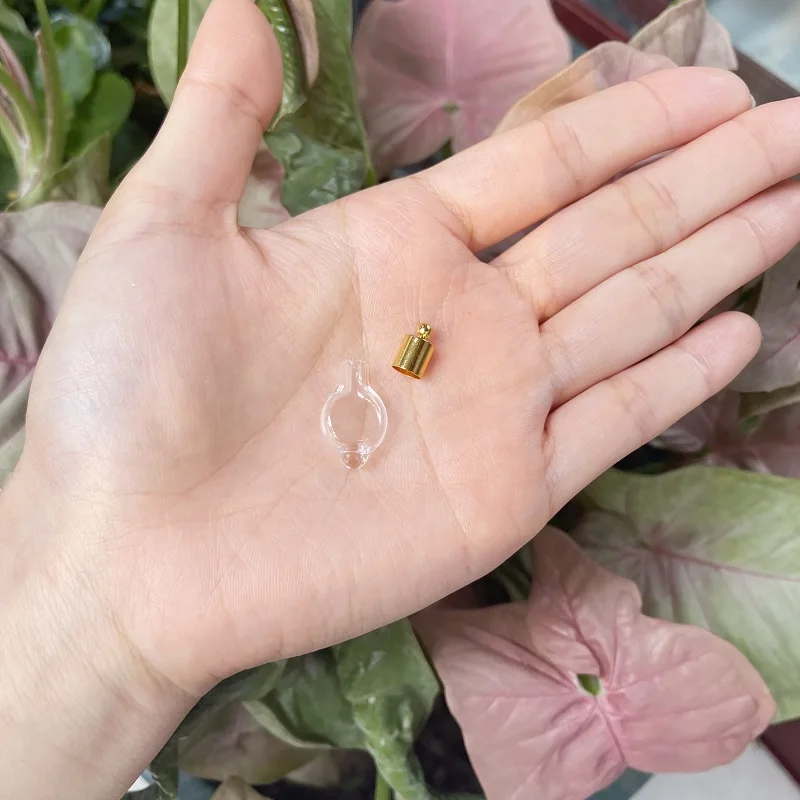 1/2/3/5X прозрачный мини-стеклянный кулон в виде флакона с клеевой крышкой для