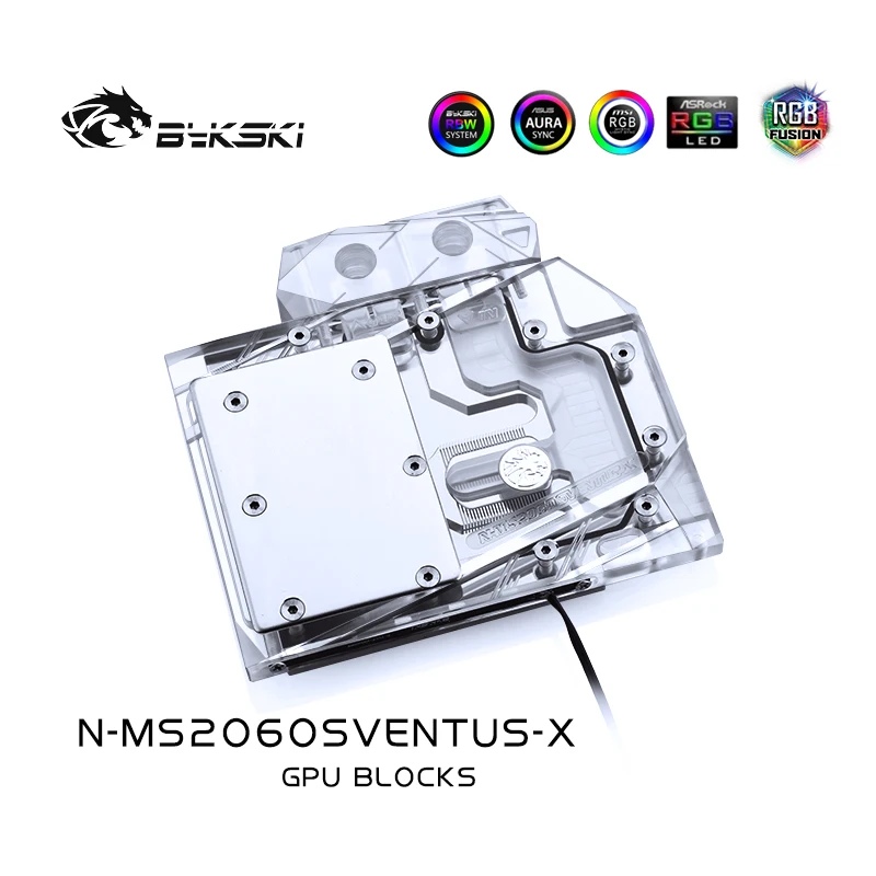 

Водный блок Bykski для MSI GeForce RTX 2060 Super 8G VENTUS XS C OC, с полным покрытием, медная фотовспышка/RGB