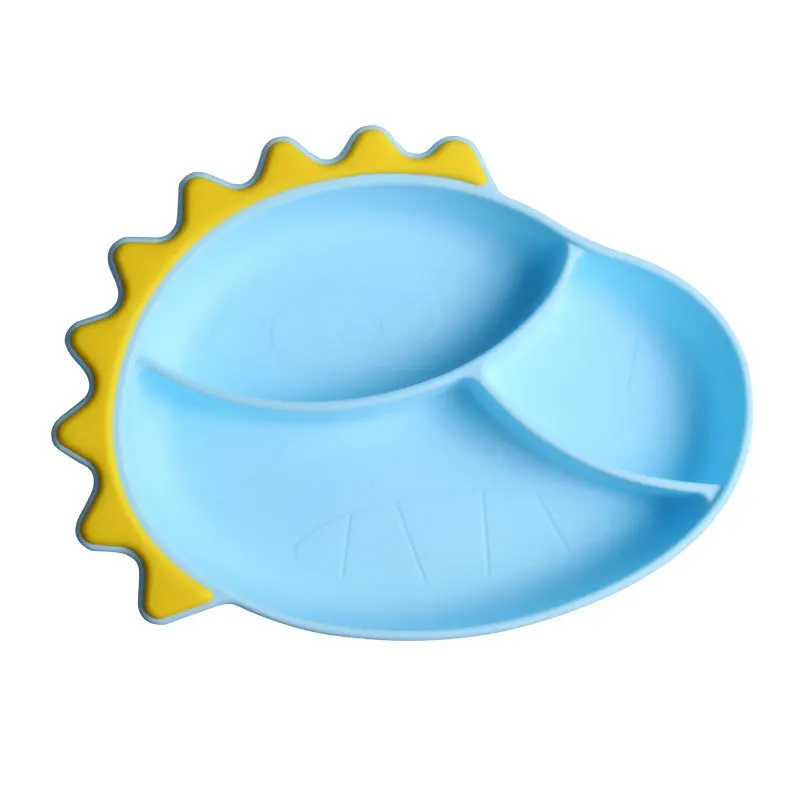 

Silicone dinner plate baby compartment food supplement bowl one-piece anti-fall suction bowl platechildren's tableware wholesale