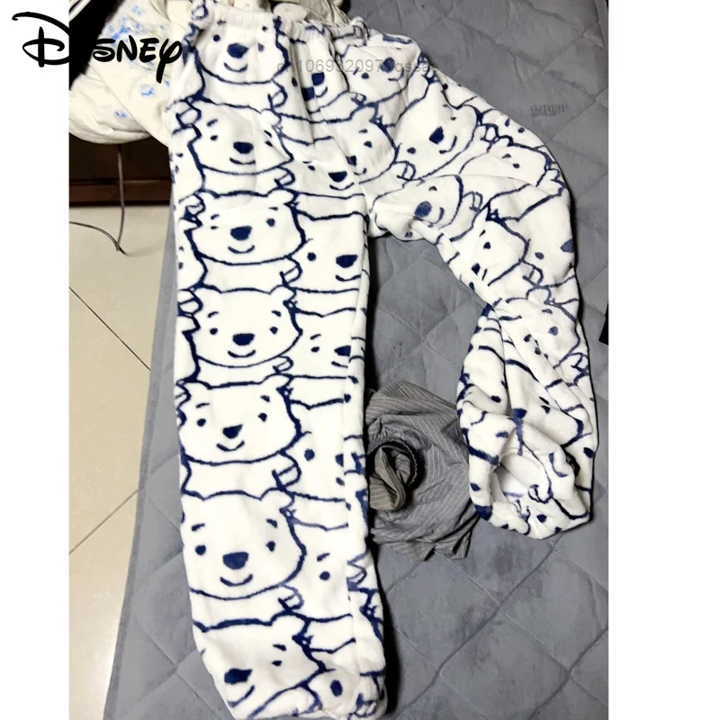 

Теплая Пижама для пар с изображением медведя Диснея, длинные брюки, фланелевые женские брюки для влюбленных на осень и зиму, плюшевые утепле...