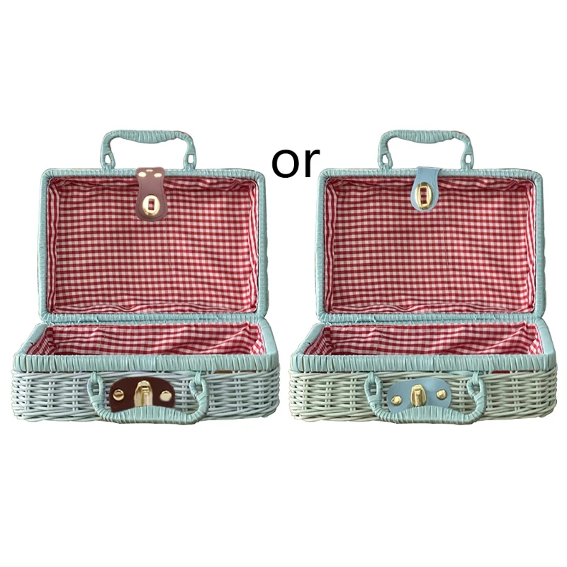 

H55A Vintage Tote Storage Case Retro Baggage Toy Handbag Necktie Container for Outdoor Traveling Clothes Keep Tidy Holder
