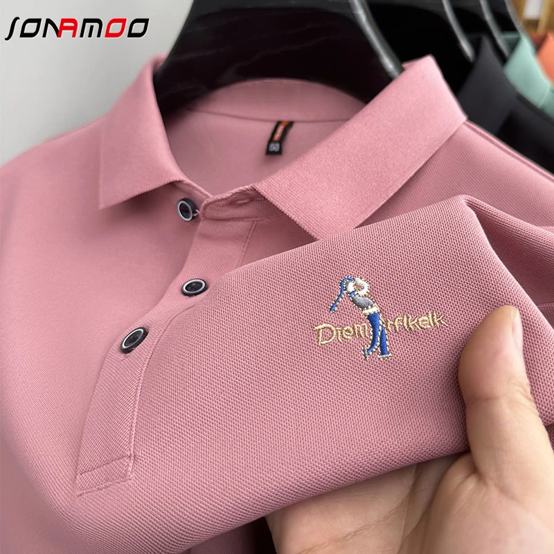 New Men's Casual and Fashionable Embroidered Short Sleeved Polo Shirt Comfortable Breathable Versatile Summer Top