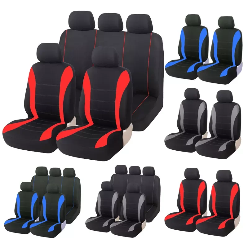 

Seat Cover Polyester Fabric Universal Set Red Car Styling Fit Most Car Interior Accessories Sedans Seat Covers for Car Care