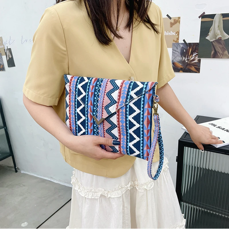 

Envelope Bags Female Wallet Women National Fashion Women Clutch Small Geometric Day For Purse Flap Handbag Small Pattern Canvas