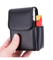 pu leather cigarette case portable for belt cigarette pouch for cigarette box and lighter pouch box black