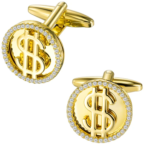 HAWSON Запонки мужские золотые с кристаллами