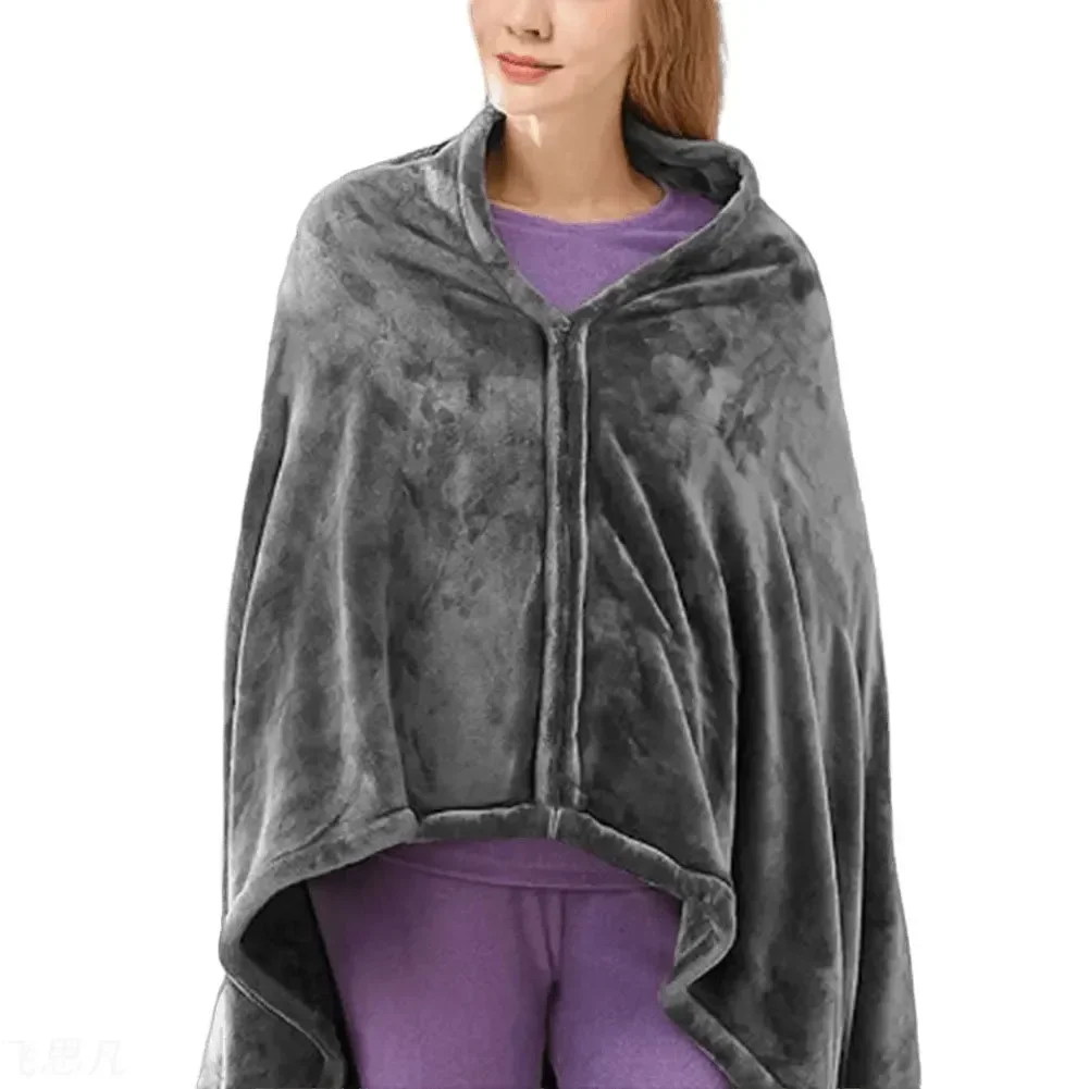 Фото USB Electric Heated Blanket 3 Heating Levels Fleece Heated Blanket Wearable Heating Lap Blanket for Household Office 150x80cm №5
