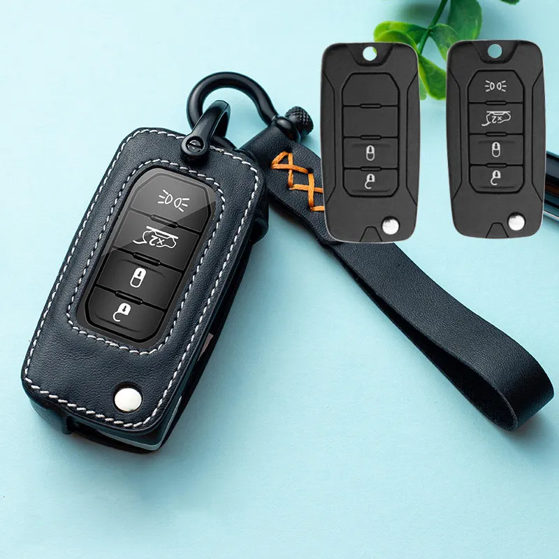 

Leather Protect Shell Protective Case Key Ring Case for Jeep 2016 Renegade Cover Car Key Covers Protect Accessories